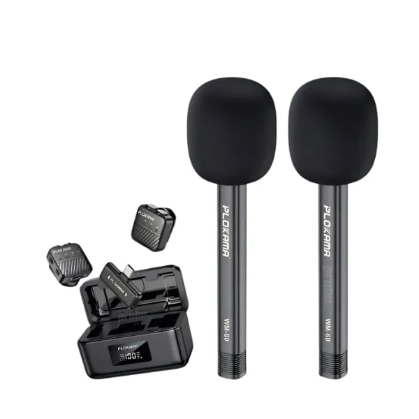 Plokama WM-80 Wireless Lavalier Microphone & Handheld Stick