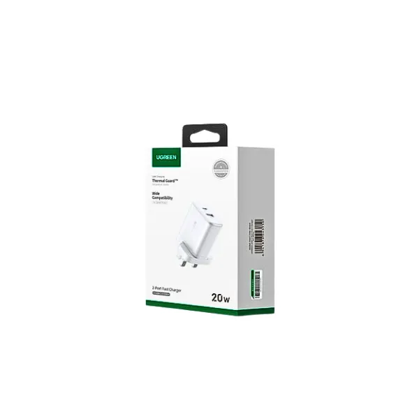 Ugreen 45315 20W 2-Port Fast Charger UK White — photo 4