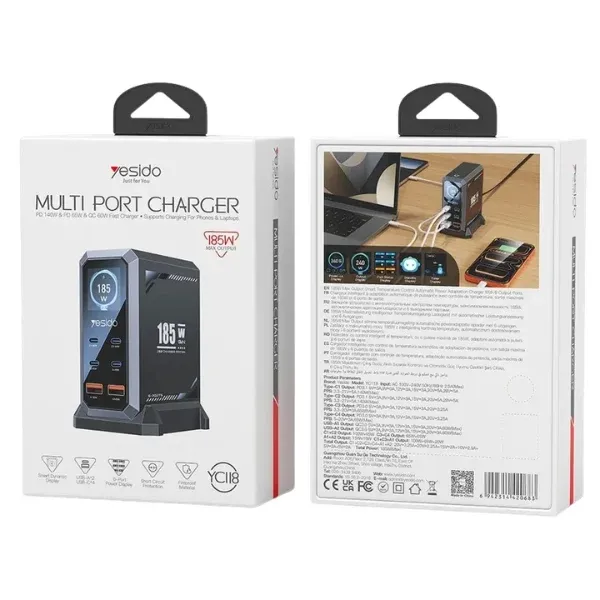 Yesido YC118 185W 6-Port GaN Fast Charger — photo 3