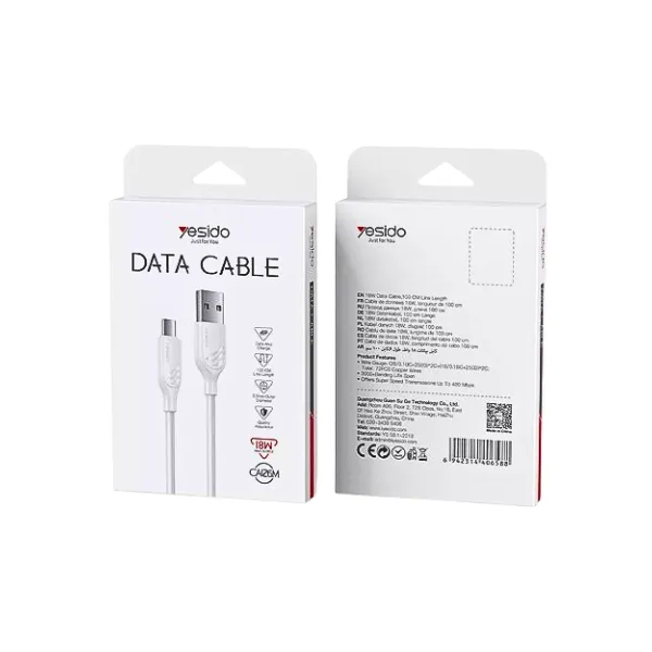 Yesido CA126M Micro USB Data Cable 1M White — photo 2