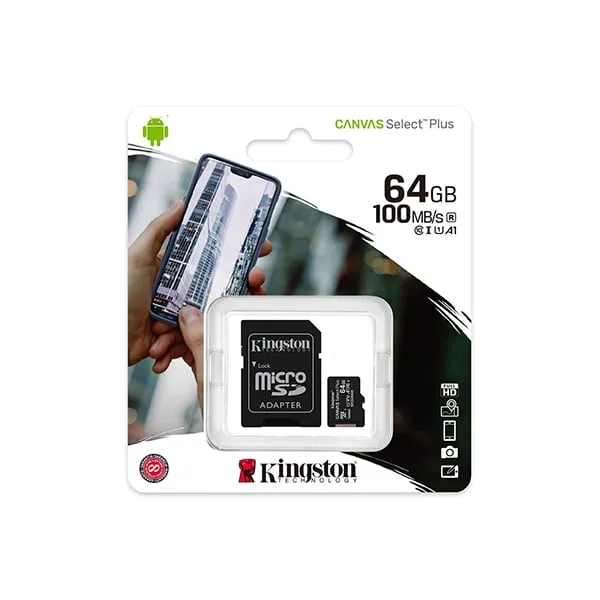 Kingston 64GB microSD Class 10 100MB/s Memory Card