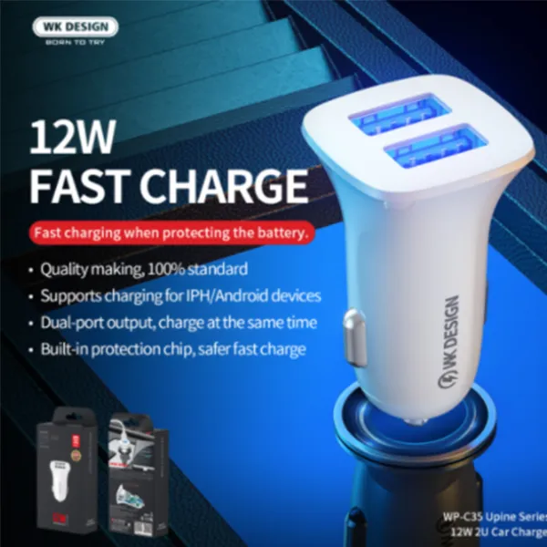 WK Upine Series Dual USB Car Charger (WP-C35) — photo 2