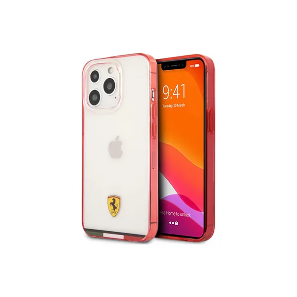 Other / Generic Ferrari Original Red Transparent Logo Back Cover for iPhone 13 Pro Max