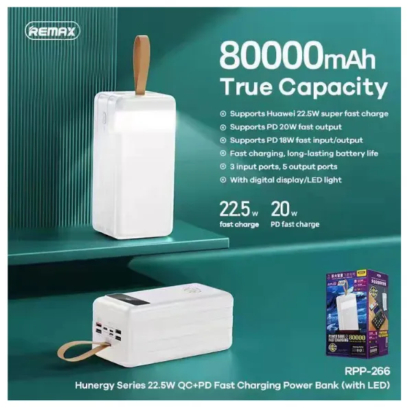 Remax RPP-266 22.5W 80000mAh Hunergy Series Power Bank — photo 2