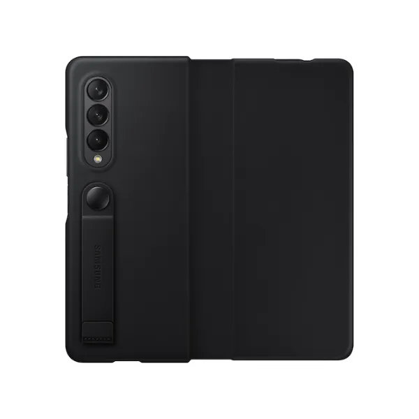 Other / Generic Galaxy Z Fold3 5G Leather Flip Stand Cover Black