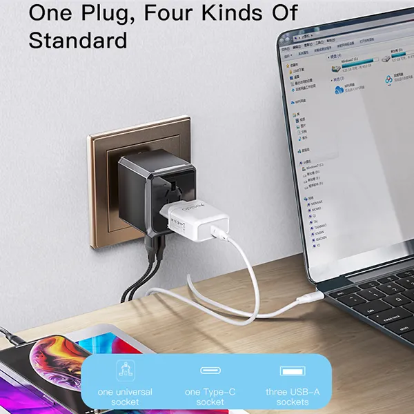 Yesido MC10 Universal Travel Adapter 3 USB + 1 USB-C Port — photo 4