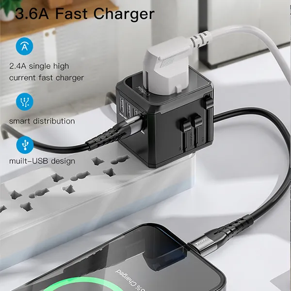 Yesido MC10 Universal Travel Adapter 3 USB + 1 USB-C Port — photo 5