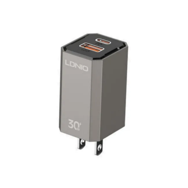 LDNIO A2527C 30W PD + QC3.0 Wall Charger – US Plug with Cable Type-C to Lightning & Type-C to Type-C