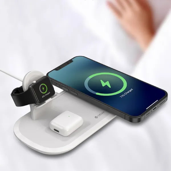 Devia Desktop Wireless Charger 3 IN 1 For Smart Phone, Apple Watch and Earphone — photo 3