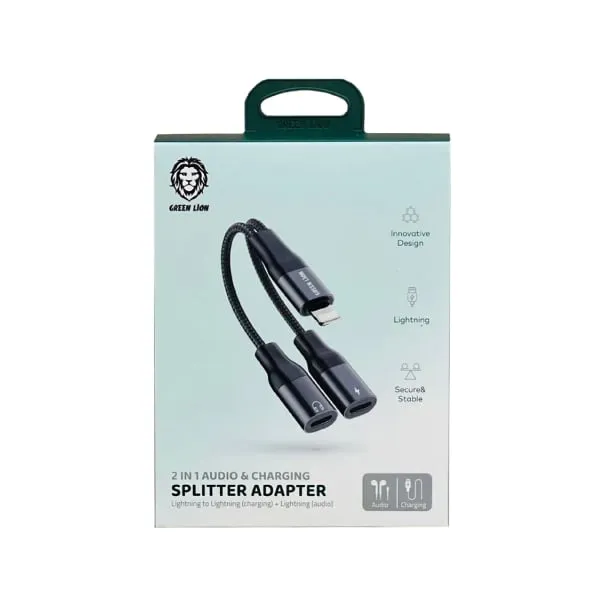Green Lion 2 in 1 Audio & Charge Lightning Adapter [ Male Lightning to Female Lightning ] — photo 2