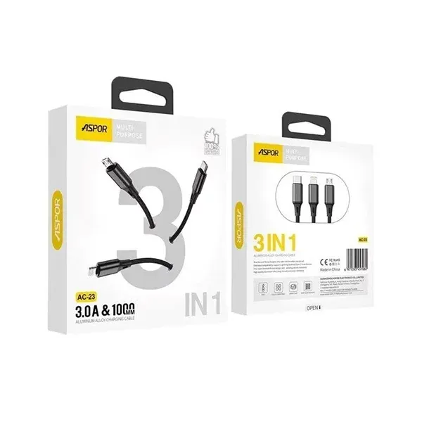 Aspor AC-23 Aluminum Alloy 3-in-1 Charging Cable — photo 3