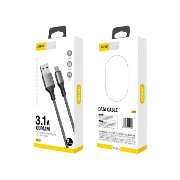 Aspor AC-25 3.1A Fast Charge Micro USB Data & Charging 1M — photo 2