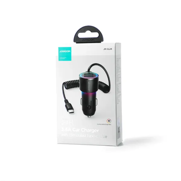 Joyroom JR-CL24 3-in-1 2xUSB + Type-C 1.5m Car Charger — photo 2
