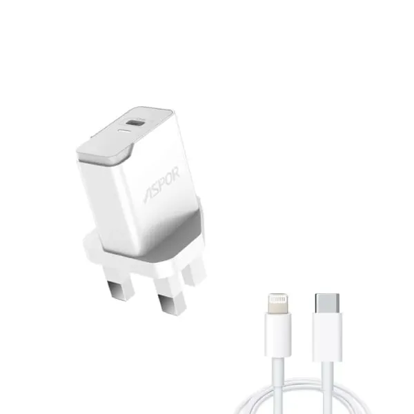 Aspor A825 PD 3 Pin 20W Charger with Cable