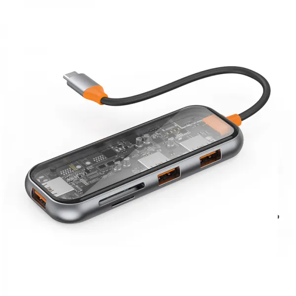 WiWU CB005 Transparent 5 In 1 Cyber USB-C Hub