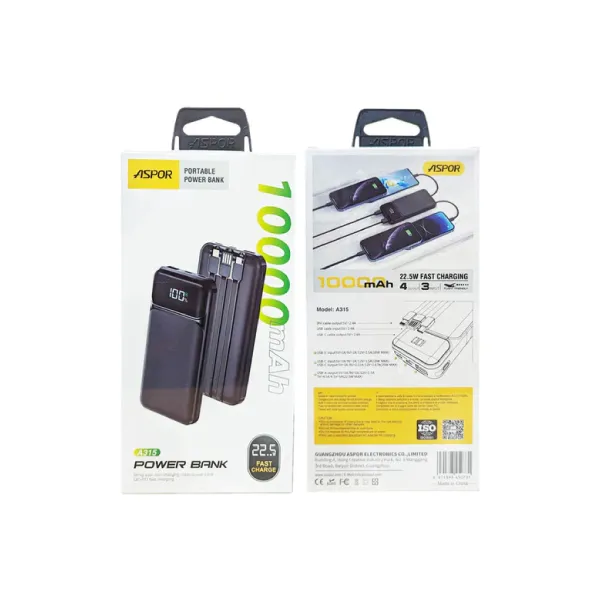 Aspor A315 10000mAh Power bank 22.5w Output — photo 2