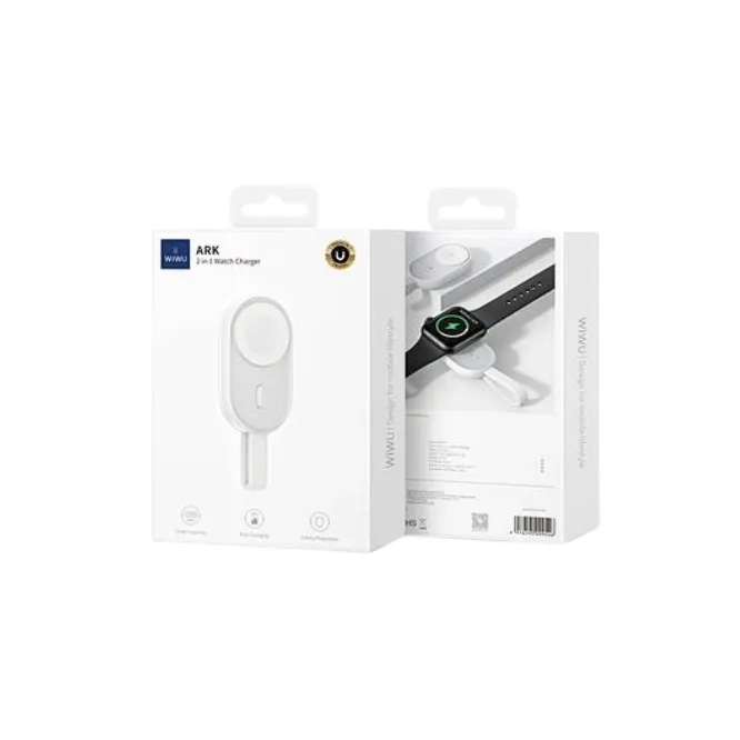 WiWU Wi-M20 2-in-1 Watch Charger White — photo 4