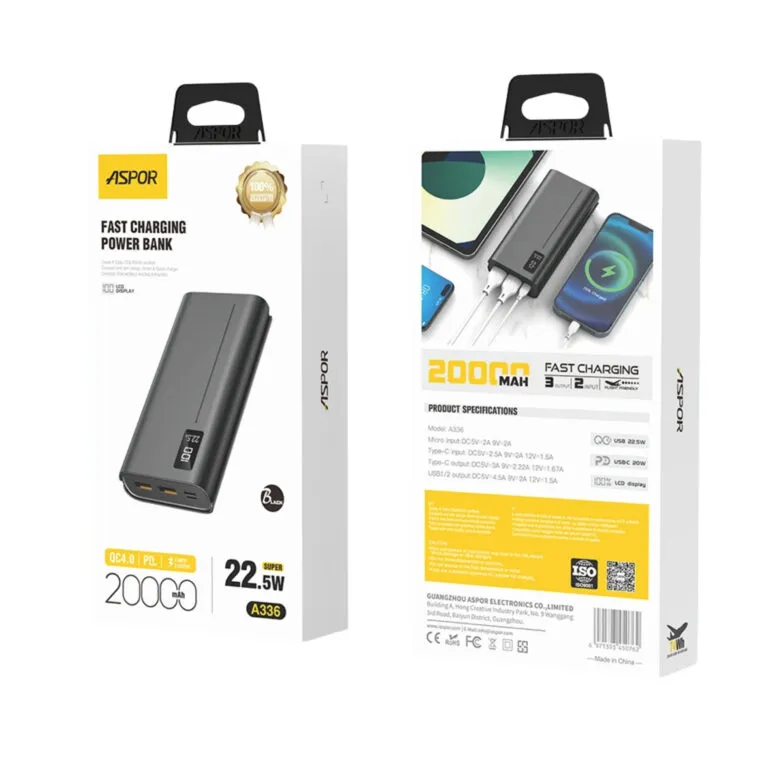 Aspor A336 22.5W 20000mAh Power Bank — photo 3