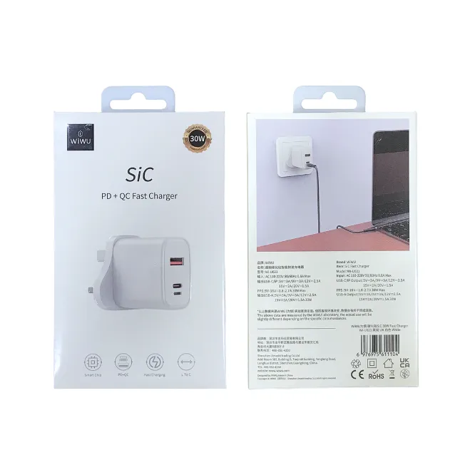 WiWU WI-U021 SIC 30W PD+QC Fast Charger 3 Pin – White — photo 4