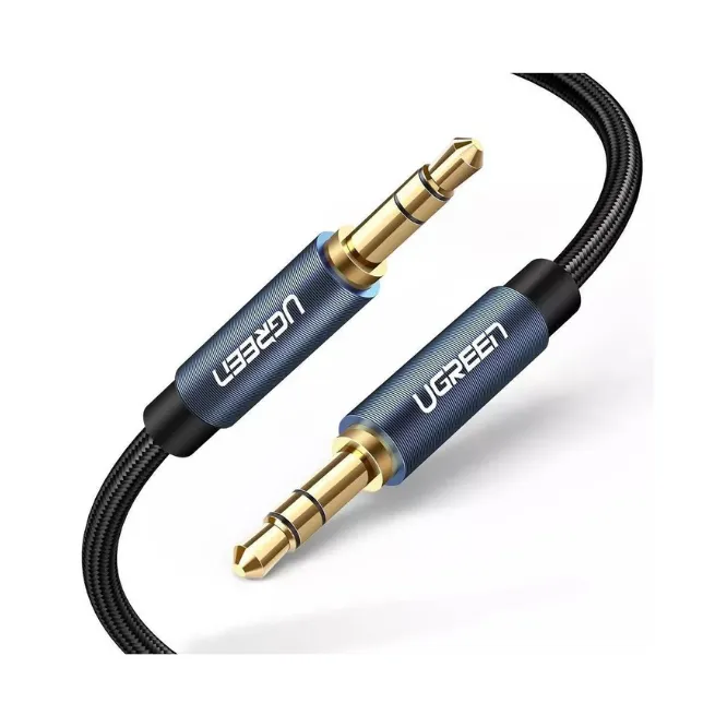Ugreen 10687 3.5MM Male To 3.5MM Male Cable Gold Plated Metal Case With Braid 2M – Blue — photo 2
