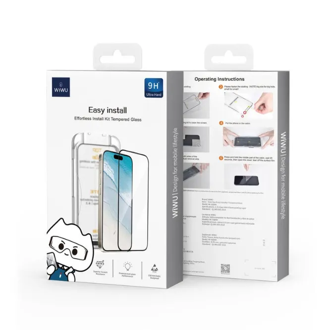 WiWU WI-SQ008 iPhone 16 Series Easy Install Effortless Kit Tempered Glass — photo 5