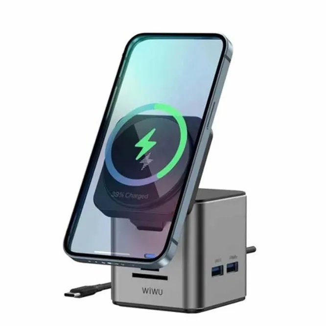 WiWU WI-W025 9 In 1 USB-C Cube Hub Gray