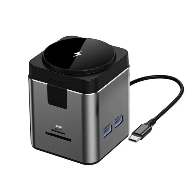 WiWU WI-W025 9 In 1 USB-C Cube Hub Gray — photo 4