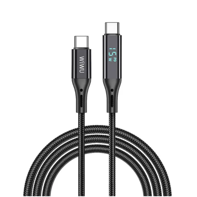 WiWU WI-C020 Thor 100W Display Fast Charging Cable 120CM Space Gray (Type C-C And Lightning)
