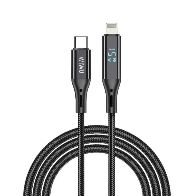 WiWU WI-C020 Thor 100W Display Fast Charging Cable 120CM Space Gray (Type C-C And Lightning) — photo 5