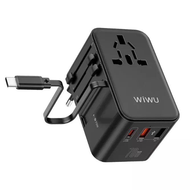 WiWU WI-UA004 70w Gan Universal Plug Adapter Black