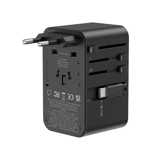 WiWU WI-UA004 70w Gan Universal Plug Adapter Black — photo 4