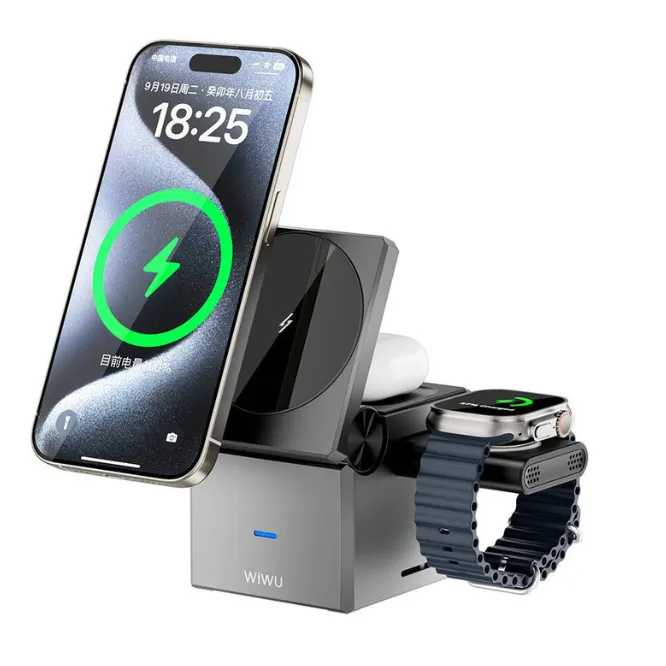 WiWU WI-W030 Small Square 3 in 1 Wireless Charger