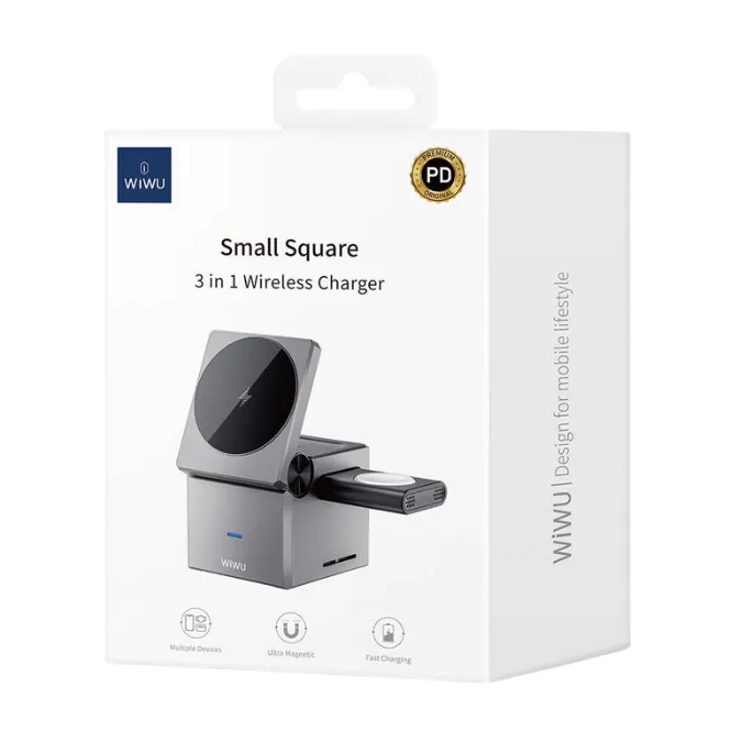 WiWU WI-W030 Small Square 3 in 1 Wireless Charger — photo 5