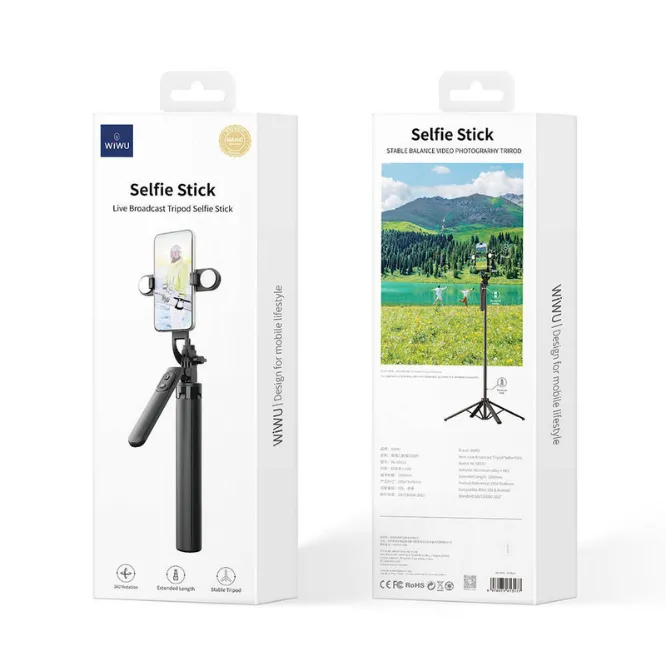 WiWU WI-SE012 Live Braodcast Tripod Selfie Stick Black — photo 4