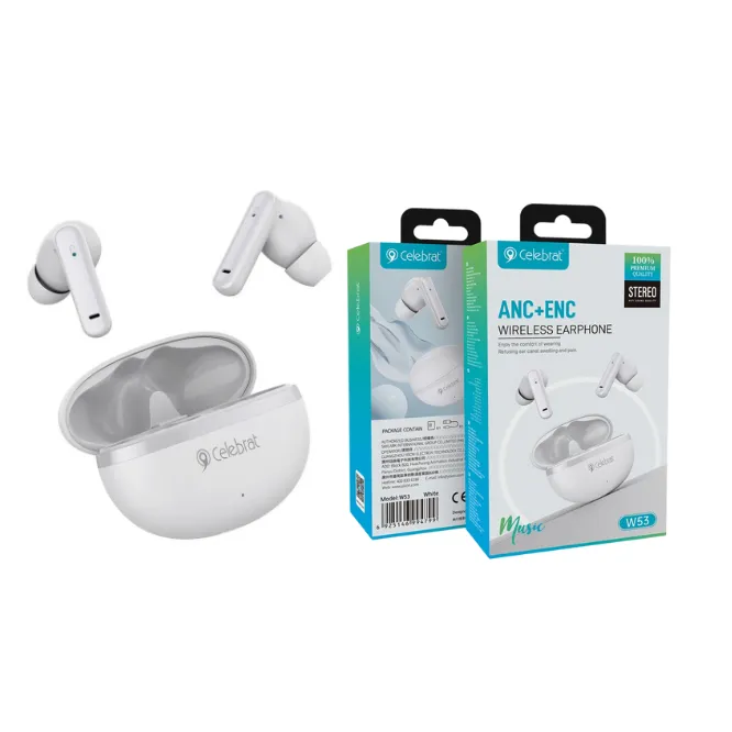 Celebrat W53 ANC+ENC Wireless Ear Buds- White — photo 2