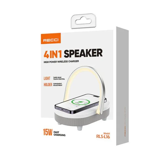 Recci RLS-L16 4 in 1 Speaker And Wireless Charger 15W — photo 7