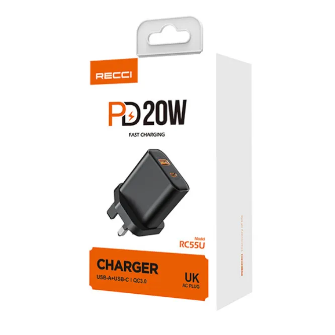 Recci RC55U PD 20W Fast Charger Black — photo 5