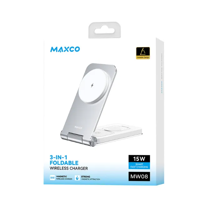 Maxco MW08 15w 3 In 1 Foldable Wireless Charger White — photo 4
