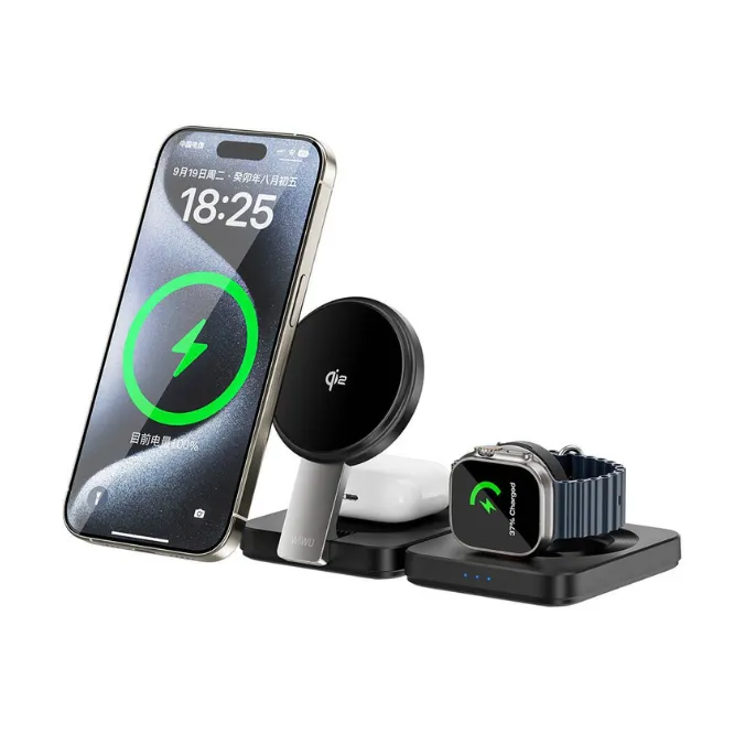 WiWU WI-W028 3 In 1 Folding Wireless Charger