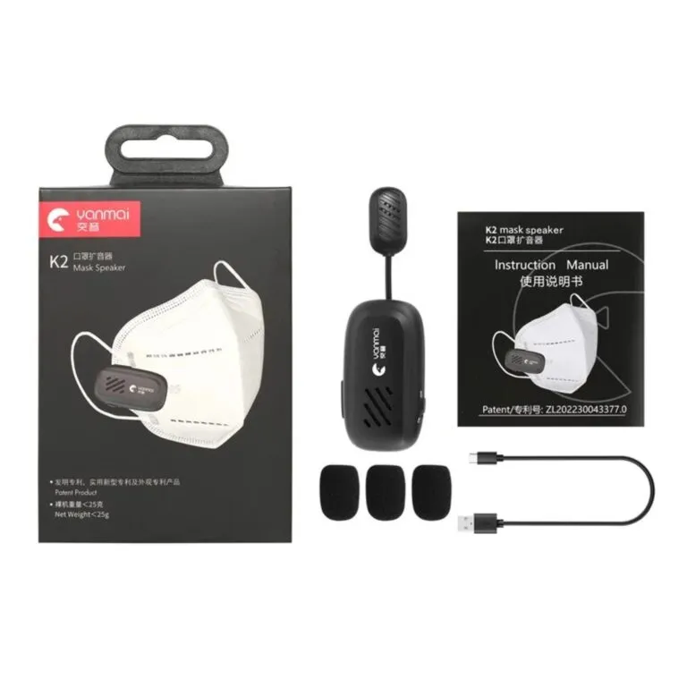 Yanmai K2 Portable Rechargeable Mini Wireless Clip On Mask Microphone Speaker — photo 4