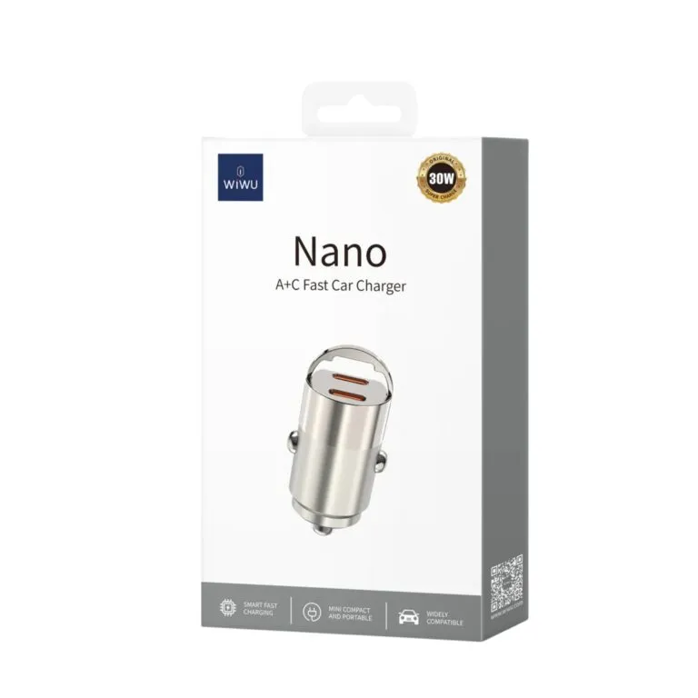 WiWU WI-QC029 Nano Dual C 30W Fast Car Charger Compact & Powerful – Titanium — photo 5