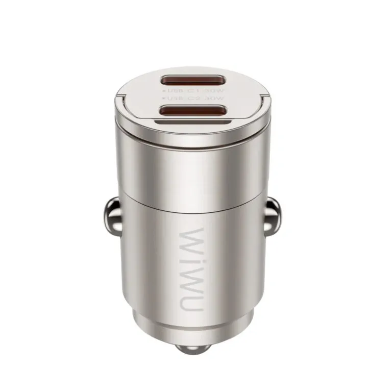 WiWU WI-QC029 Nano Dual C 30W Fast Car Charger Compact & Powerful – Titanium — photo 3