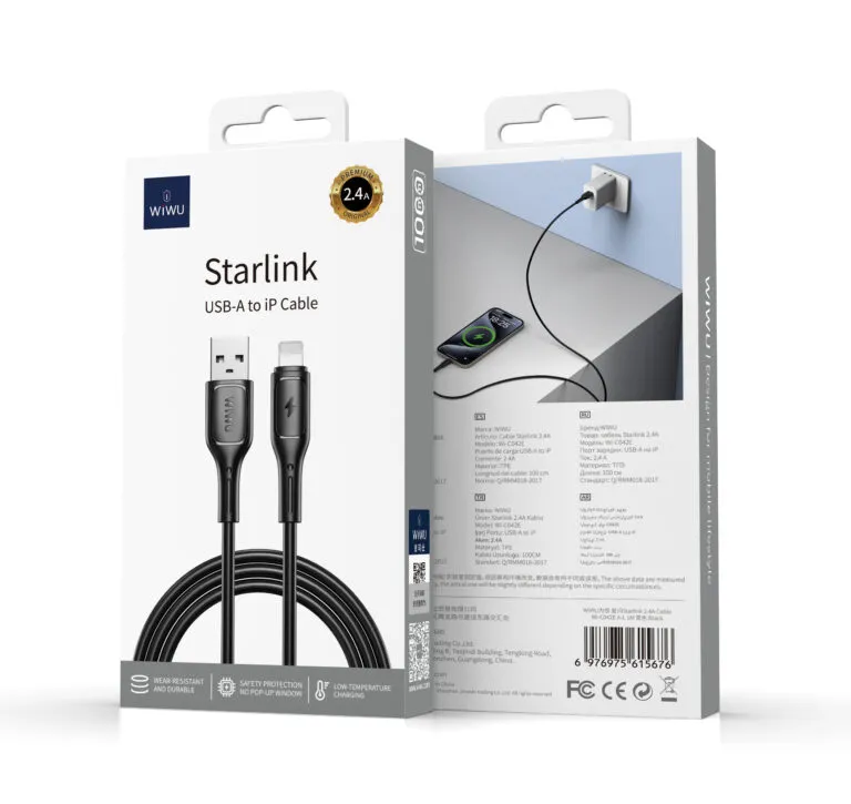 WiWU Wi-C042E Starlink USB To Lightning Cable 1m — photo 3