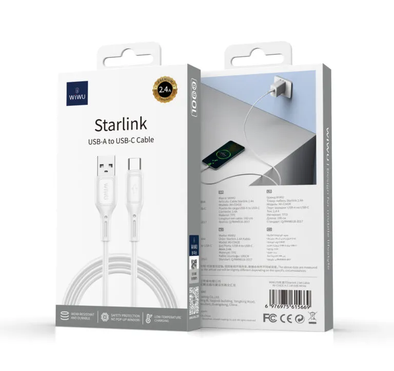 WiWU Wi-C042E Starlink USB To Type-C Cable 1m — photo 6