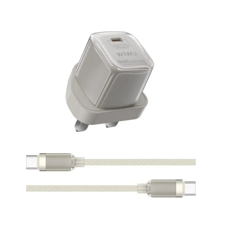 WiWU Wi-U017 Jello 30w Type-C to Type-C PD Gan Fast Charger Titanium