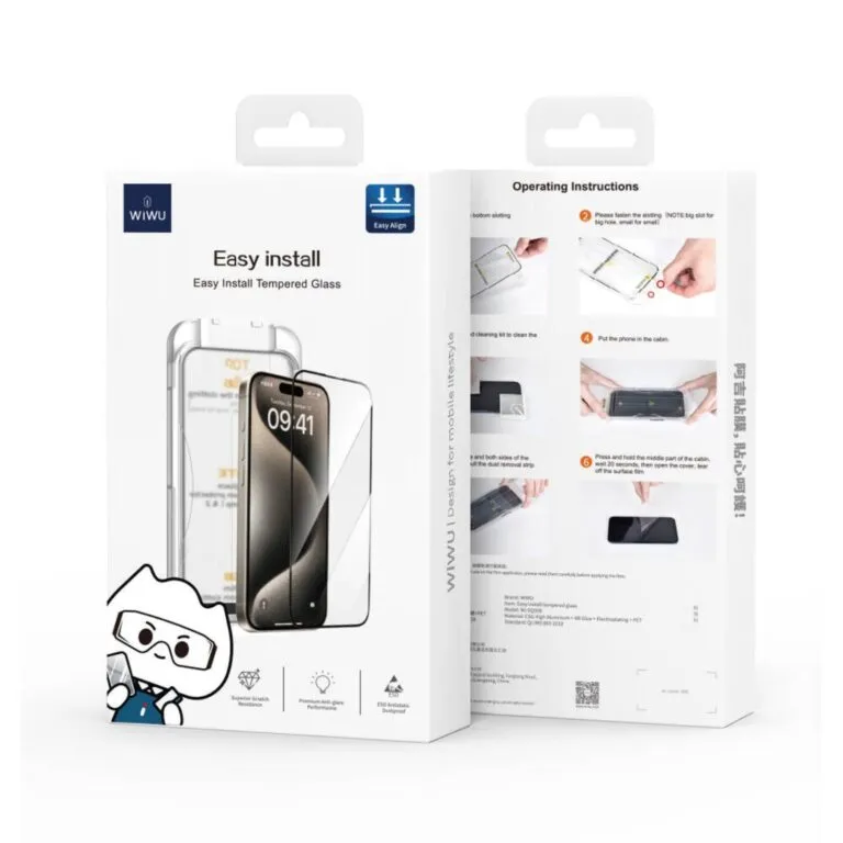 WiWU Wi-SQ008 Easy Install Tempered Glass For iPhone 14 Plus & 13 Pro Max — photo 4