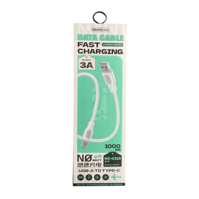 Remax RC-C113 3A USB to Type-C Cable 1m White — photo 3