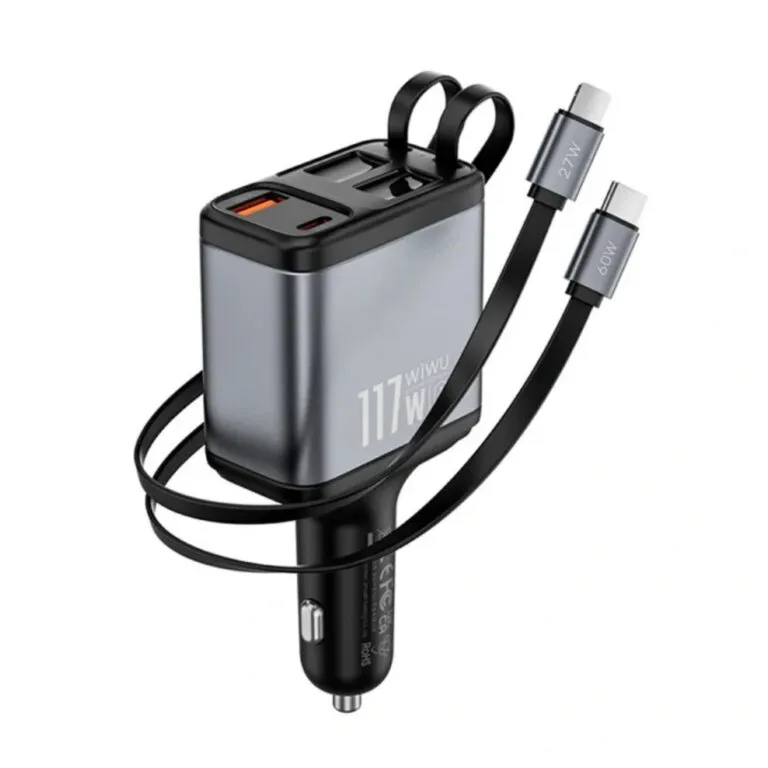 WiWU WI-QC027 117W Exeed A+2C+l USB-A, USB-C And Lightning Fast Car Charger Tarnish — photo 2