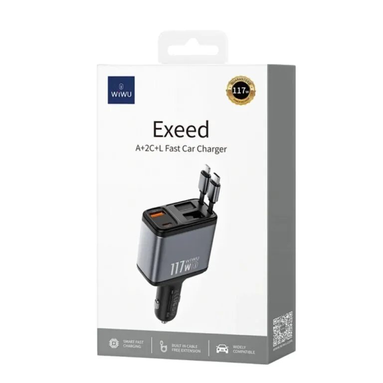 WiWU WI-QC027 117W Exeed A+2C+l USB-A, USB-C And Lightning Fast Car Charger Tarnish — photo 4