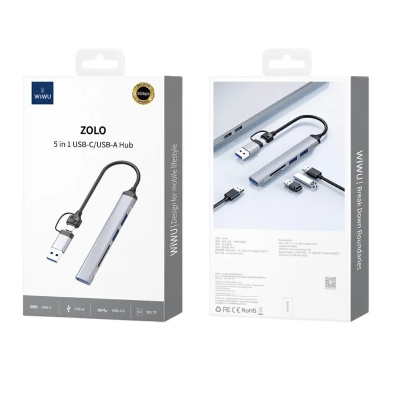 WiWU Wi-HB003 Zolo Series Type-C USB-A 5in1 Hub with USB3.0 + USB2.0 + SD/TF Connection — photo 3